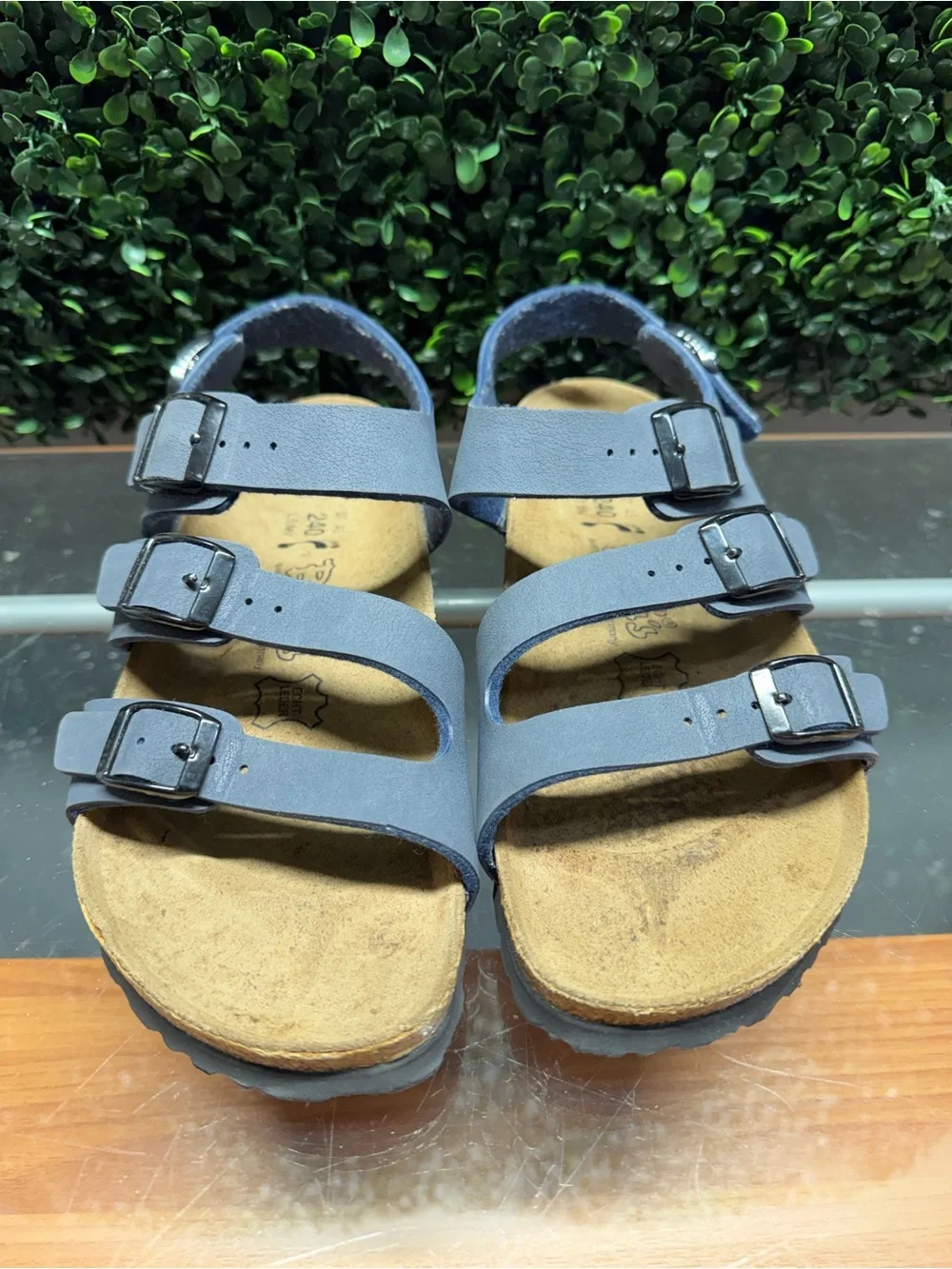 Birkenstock Navy Three-Buckle Suede Sandals - Picture 2 of 10